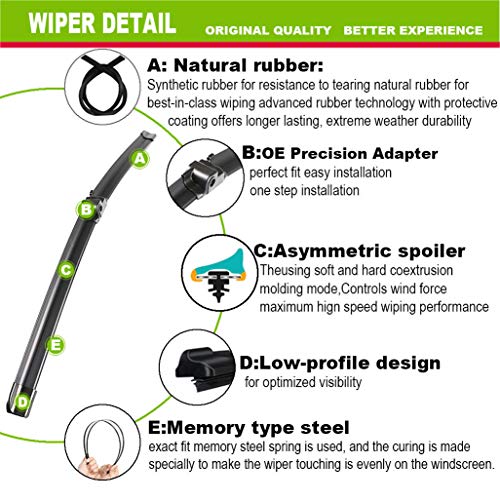 2 Wipers Factory Replacement for MercedesBenz W207 W212 E350 E400 E550