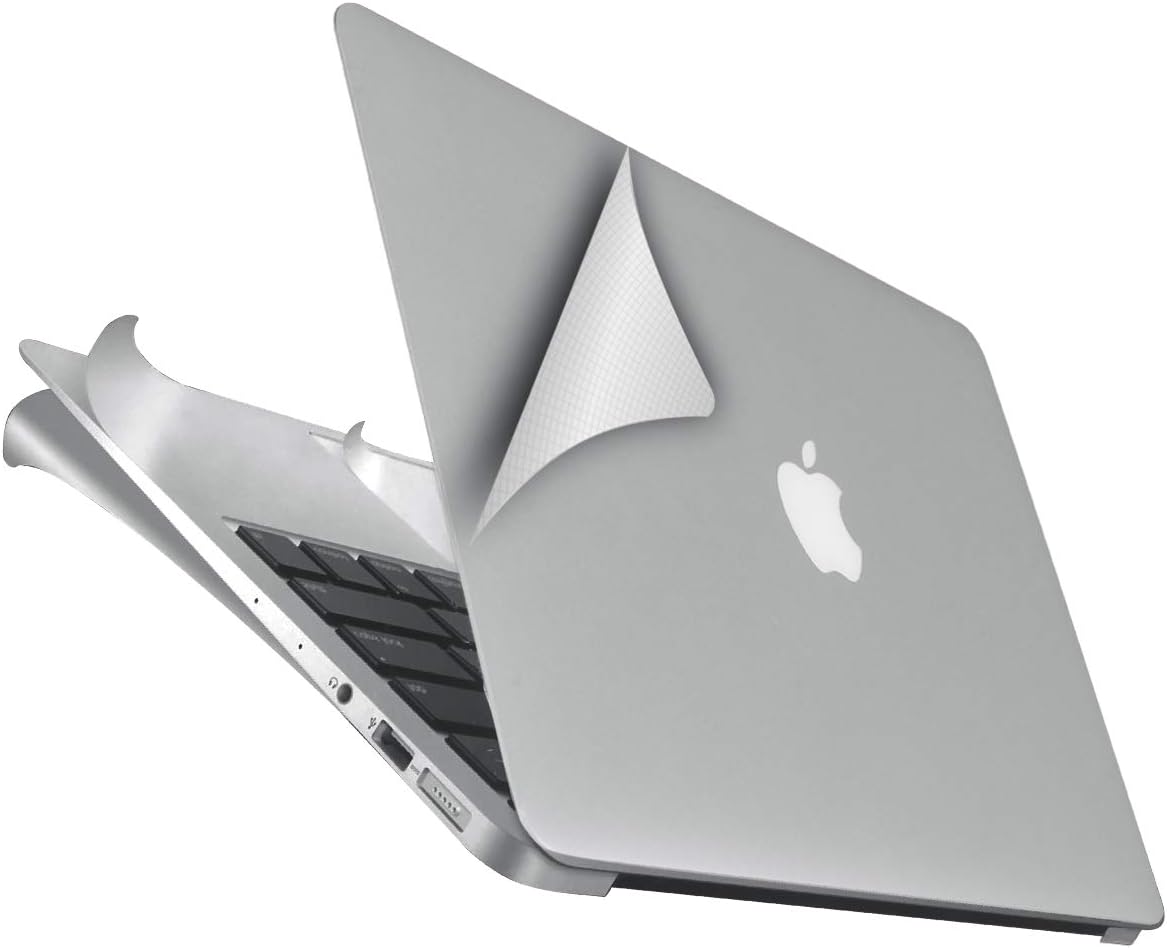 5-in-1 3M Protective Skin Decals for MacBook Retina 12-inch A1534 (2015 Released) Top + Bottom+ Palm Rest+ Touchpad+Clear Keyboard Skin-Silver