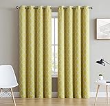 HLC.ME Lattice Print Thermal Insulated Blackout Curtains for Living Room - Bright Yellow - 52
