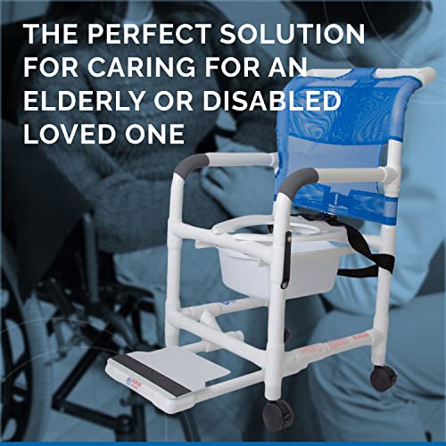Rolling Shower Chair with Drop Arms, Mesh Seat, Locking Casters, Seat