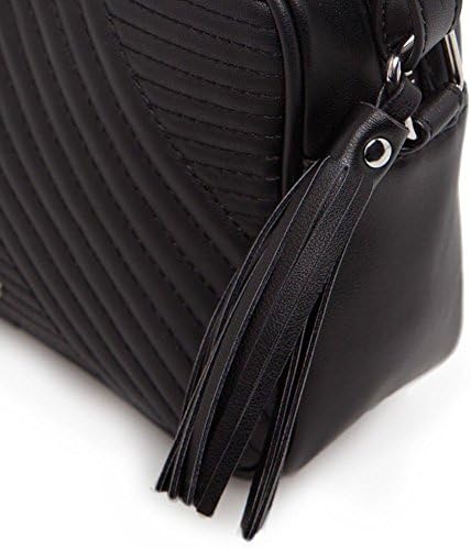 Fashion Womens Shoulder Leather Satchel Handbag Two Color Bag Tote Messenger Crossbody Bag (Black)