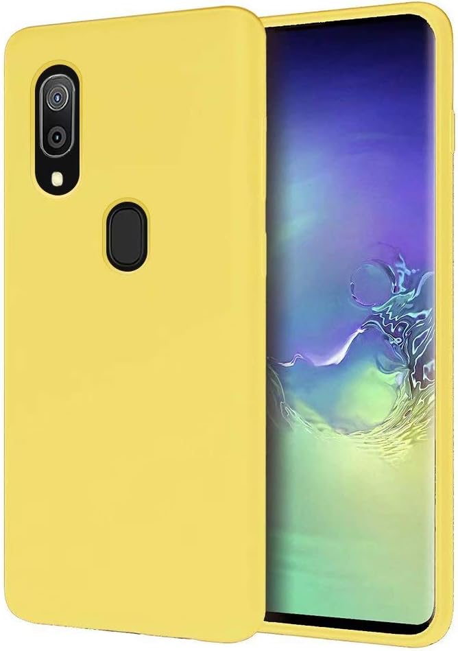 MUTOUREN Compatible with Samsung Galaxy A30/A20 Case TPU liquid Silicone Gel Rubber Cover with Soft Microfiber Cloth Lining Cushion Anti-Scratch Shockproof Phone Case, Yellow