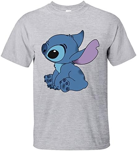 YATENG Lilo Stitch Line Men's T Shirt Short Sleeves grey M