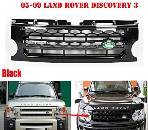 Exotic Store 2005 2006 2007 2008 2009 Black Land Rover Discovery 3 LR3 Front Grille Honey Comb Mesh Grille Sport Autobiography Style Complete Kits (All Glossy Black)