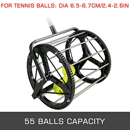 Happibuy Tennis Ball Picker 40 Balls Hopper Mover Tennis Ball Retriever Collector Pick Tennis Ball Picker Upper Tennis Hopper Tennis Ball Basket Tennis Ball Hopper for Tennis (Round)