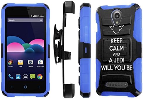 ZTE Obsidian Z820 Case, [NakedShield] [Black/Blue] Heavy Duty Holster Armor Tough Case - [Keep Calm Be A Jedi] for ZTE Obsidian Z820