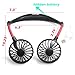 GNYO Portable USB Fan - Hand Free Personal Mini Fan with 2000mAh Rechargeable Battery Neck Fan with 3 Speeds 360 Degree Adjustment Head for Outdoor Office Travel Camping (Black)