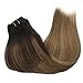 Googoo Remy Hair Extensions Clip in Human Hair Extensions Ombre Dark Brown #2 Fading to Color #6 Light Brown #18 Ash Blonde Natural Clip in Extensions Balayage Hair Extensions 7pcs 120g 16inch