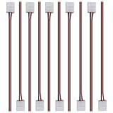 LightingWill 10pcs Pack Strip Wire Solderless Snap Down 2Pin Conductor LED Strip Connector for 8mm Wide 3528 2835 Single Color Flex LED Strips