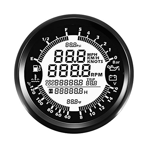 NeDonald 85m 7-in-1 Waterproof GPS Speedometer Tachometer Oil Pressure Water Temp Gauge