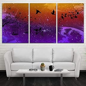 3 Panel Starry Space Pictures Home Wall for...