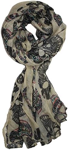 Ted and Jack - Vintage Style Lace Skull Print Scarf (Dusty Brown)