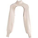 Elegtiskas Long Puff Sleeve Arm Warm Shrugs Backless Pullover Crop Top