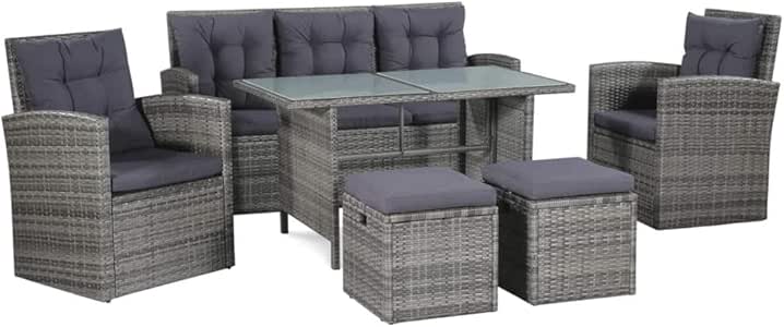 Festnight Conjunto de Sofás de Exterior de 18 Piezas Ratán Sintético