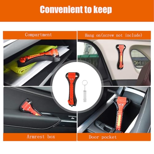 DuDuZui 2 Emergency Window Breaker Hammer and Seatbelt Cutter, Emergency Hammer and Car Seat Belt Cutter in Two, with 2 Survival Whistle