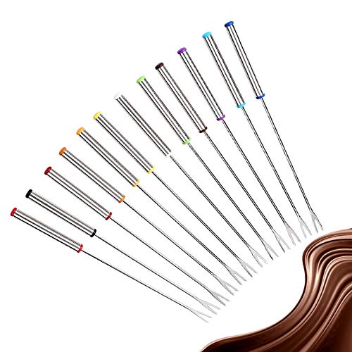 AFCN 6PCS/Set Stainless Steel Chocolate Fork Hot Pot Forks Cheese Fruit Dessert Fork Fondue Melting Skewer Kitchen Tools