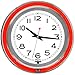 Lavish Home Retro Neon Wall Clock - Battery Operated Wall Clock Vintage Bar Garage Kitchen Game Room – 14 Inch Round Analog (Red and White)