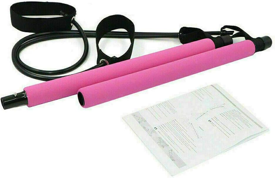 WAIKA Pilates Bar Kit with Resistance Band, Portable Home Gym Workout Package,Resistance Band and Toning Bar Yoga Pilates Stick Yoga Exercise Bar with Foot Loop