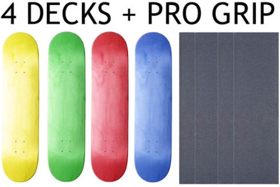 4 Blank Skateboard Decks Deck 7.5 In 7 1/2 Stained Pro Grip Tape Included