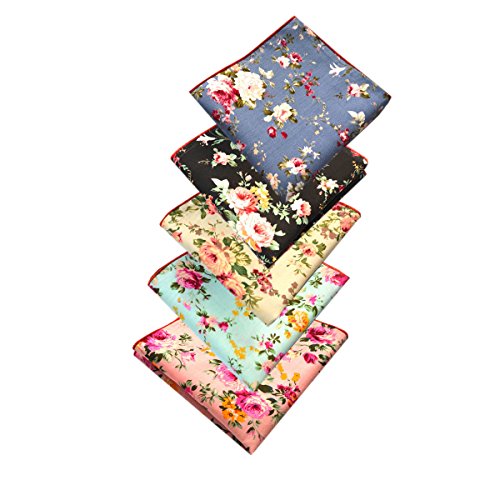 LACS Men's Chic Floral Cotton Pocket Squares Suits Hankies
