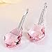 EleQueen 925 Sterling Silver CZ Baroque Drop Hook Earrings Pink Made with Austrian Crystals, Valentine's Day/Mother's Day/Christmas Jewelry Gift