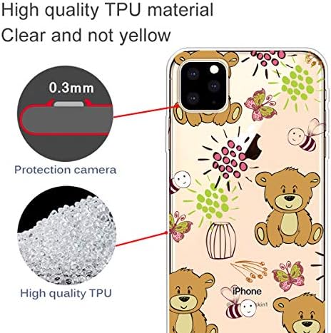 YYhin Phone Case for iPhone 11 Pro Max 6.5" Case Cover, Fashion cartoon ultra-thin TPU Case Clear and transparent lightweight silicone case. (Little brown bear)
