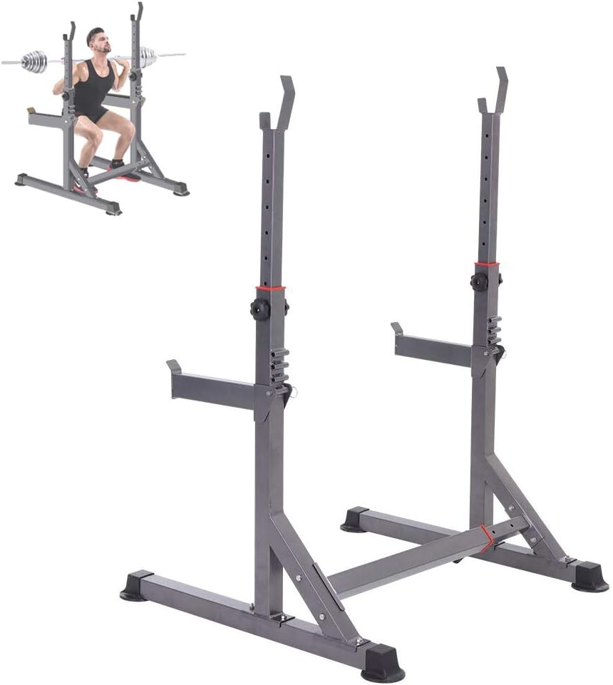 XGL Adjustable Squat Rack, Barbell Rack Dumbbell Stand with Strength Training Weightlifting Bench Press,Bodybuilding for Ousehold Gym,Indoor