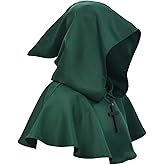 BLESSUME Medieval Cowl Hat Cross Necklace Wicca Pagan Hood Cosplay Accessory