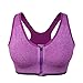 Women's Zip Front Sports Bra Wireless Post-Surgery Bra Active Yoga Sports Bras (X-Large, 2 Pack(Grey+Purple))