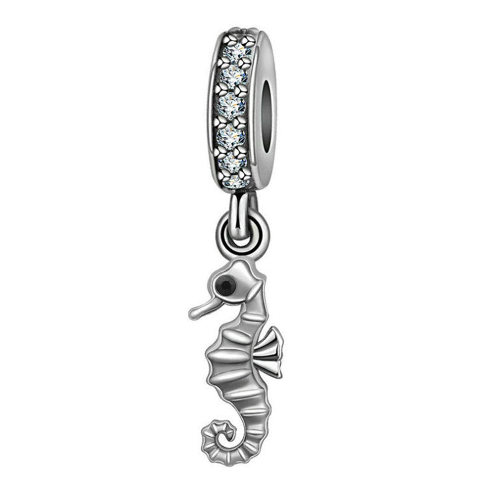 Lucky Hippocampus Charm 925 Sterling Silver Animal Charm Birthday Charm for Pandora Charm Bracelet
