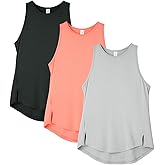 icyzone Women's Racerback High Neck Athletic Tank Tops for Workout Yoga Running (Pack of 3)