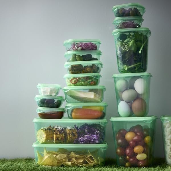 Ikea Pruta Food Container 601.496.73, Set of 17, Green