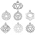 Chakra Pendants Silver Tone, Indian Energy Charms, 7 Pcs