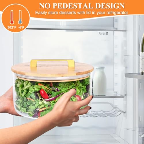 Uniiking® Large Salad Bowl, 8 inch Trifle Bowl Glass with Sealed Lid, Versatile Mixing and Serving Bowl for Laying Ice Cream, Cake, Salad, Fruit, Baking, Dessert and Party Diy, Microwave Safe