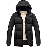 fereshte Men's Winter Jacket Warm Hooded Coat Zip Hoodie Down Outerwear Fur Lined Casual Puffer Parka