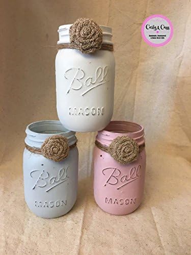 Chalk Painted Mason Jars - Set of 3