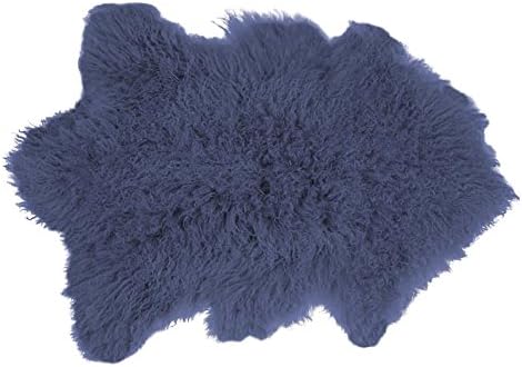 Luxe Thick Lush and Soft Pile 100% Animal-Free Mongolian Sheepskin Faux Fur Area Rug, Ink, 2 ft x 3 ft