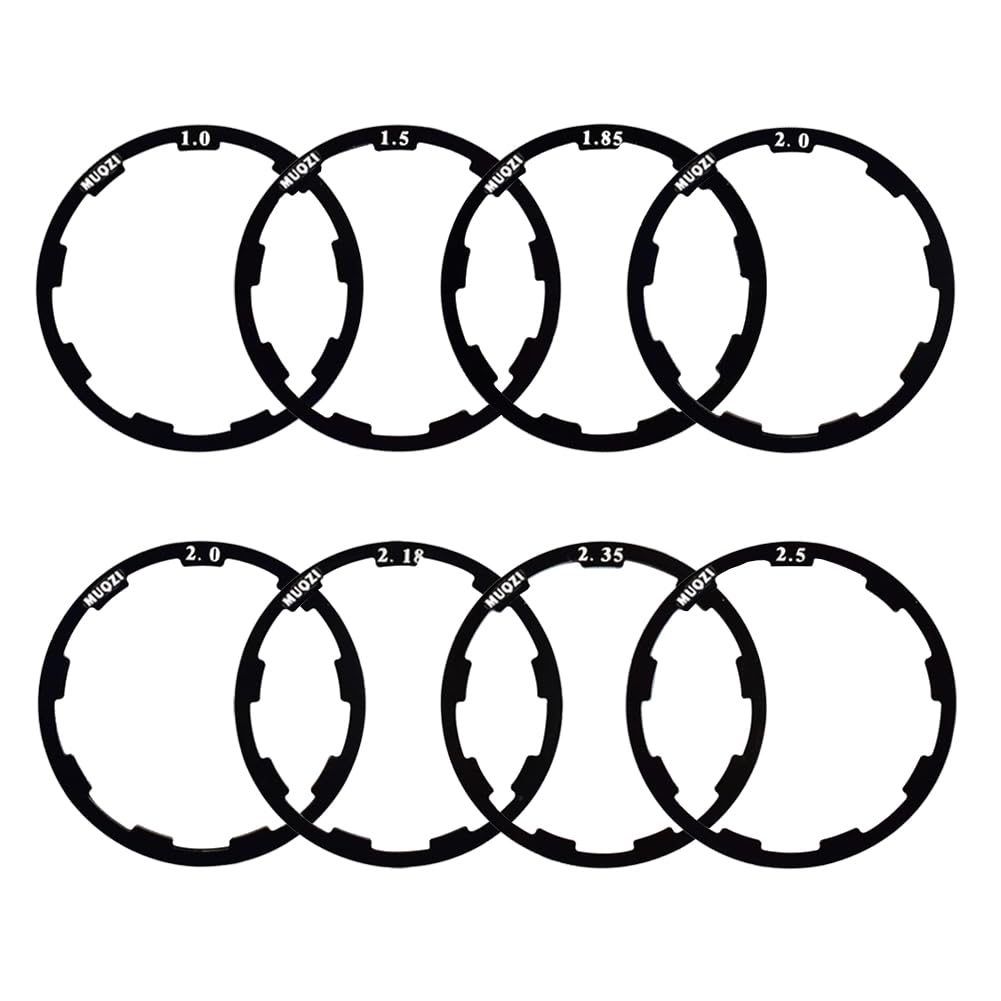 Saipor 8PCS Bicycle Flywheel Hub Washer Spacer Cassette Gasket, Aluminum Alloy Bicycle Hub Washer Bottom Bracket Spacer Bike Cassette Spacer for MTB Road Bike (1.0/1.5/1.85/2.0/2.0/2.18/2.35/2.5mm)