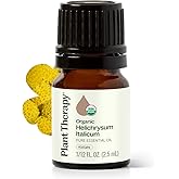 Plant Therapy Organic Helichrysum Essential Oil (Italicum), 2.5 mL (1/12 oz), 100% Pure, Undiluted, USDA Certified Organic, Great for Skincare, Diffusion, and Aromatherapy