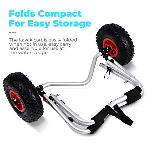 Hemousy Kayak Cart Dolly,Canoe Carrier Wheels Trolley with Straps Easy