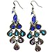 SODIAL(R) Retro Blue Rhinestone Peacock-Pattern Teardrop Tail Dangle Earrings