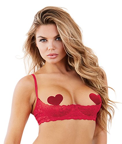 Dreamgirl Women s Lace Open Cup Underwire Shelf Bra, Red, 36