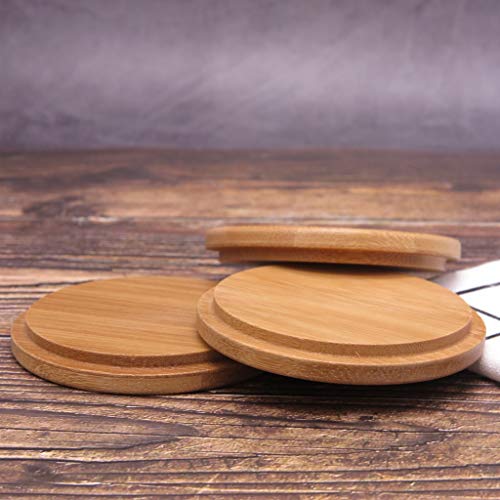 Pack of 4 Bamboo Cup Cover Wooden Cup Lid Coffee Mug Cup Lid Wooden Tea Glass Cup Cover Drink Cup Lid Set