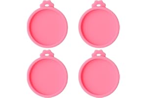 Pine & Linen 4 Pcs 2.5inch Durable Pet Can Lids, Silicone Small Pet Can Covers Waterproof Cat Food Cans Lids for 3 oz Cat Food Cans（Pink）