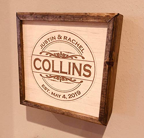 Personalized Hidden Gun Safe or Jewelry Concealment Wood Wall Hanging with Engraved Family Name and Wedding Date - Thumbnail 5