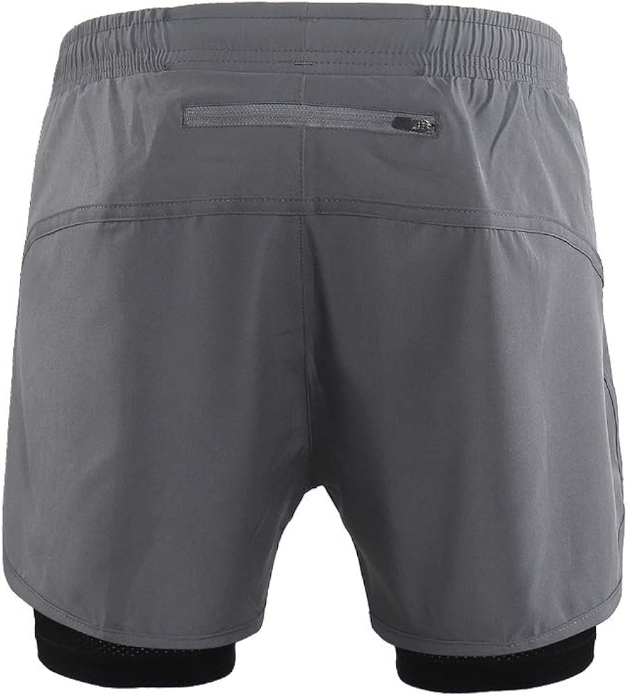 Lixada Men's 2-in-1 Running Shorts Quick Drying Breathable Active Training Exercise Jogging Cycling Shorts: Clothing