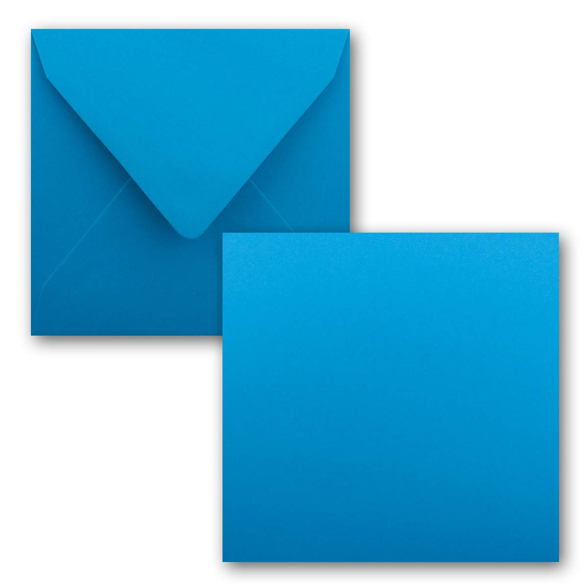 FarbenFroh® by Gustav Neuser® Set of 25 Simple Square Cards 15 x 15 cm with Envelopes in Azure Blue for Greeting Cards etc.