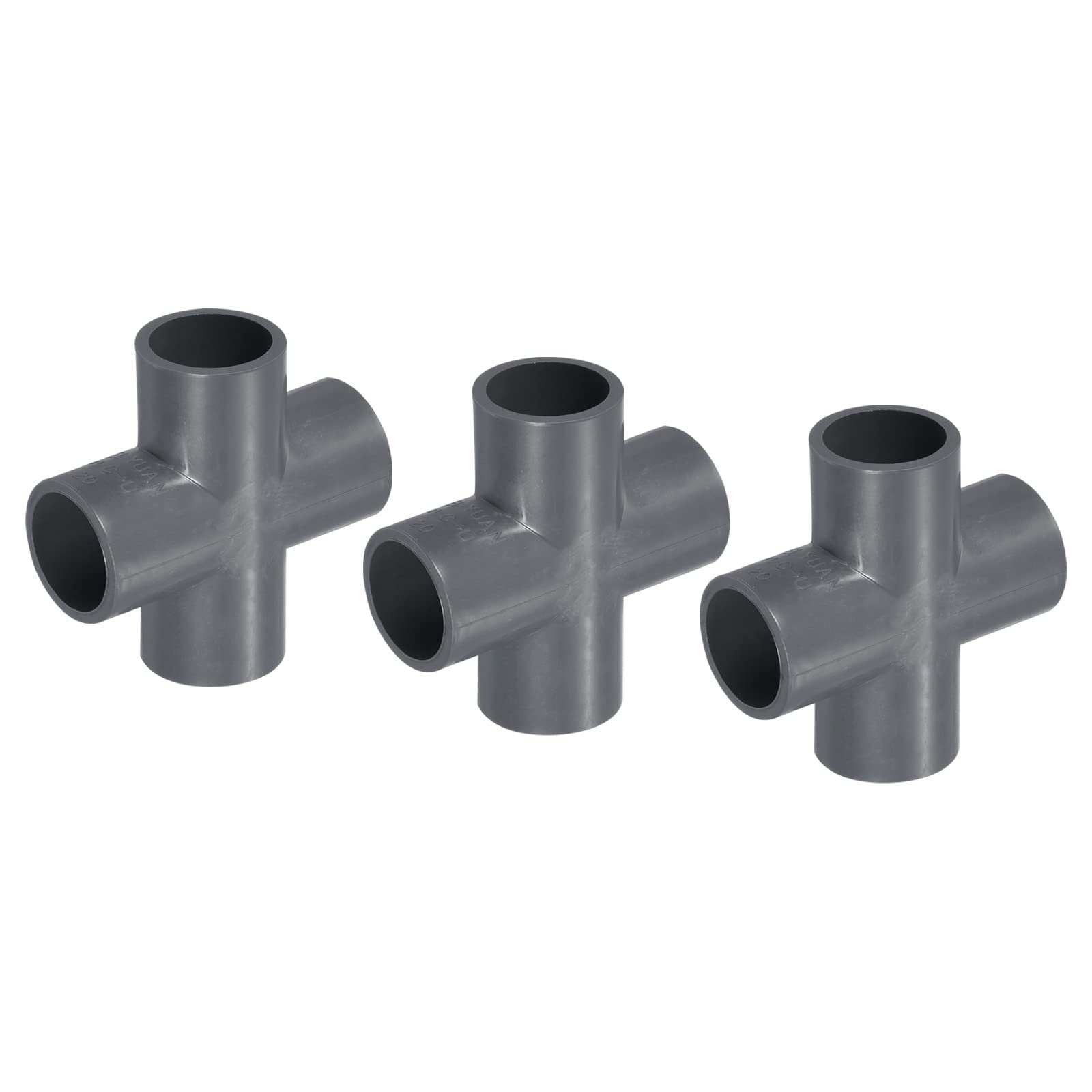 PATIKIL 20mm PVC Pipe Fittings, 3 Pack 4 Way Tee Shape Water Tubing Cross Joint Connectors Adapters for Garden Irrigation Home Aquarium