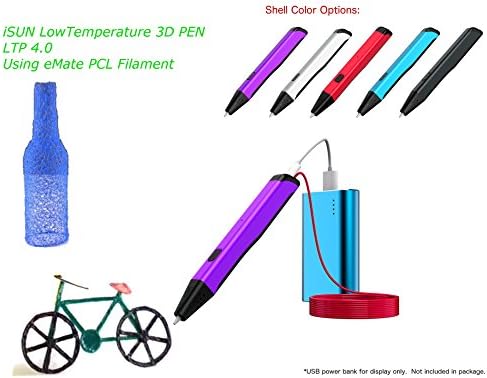 XYZFABS iSUN 3D Printing Low Temperature 3D Pen Using eMate PCL Filament , LTP 4.0, Purple Shell