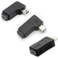 rgzhihuifz 3 Pack 90 Degree Left & Right Angled Mini USB 5 Pin Male-Female Adapter